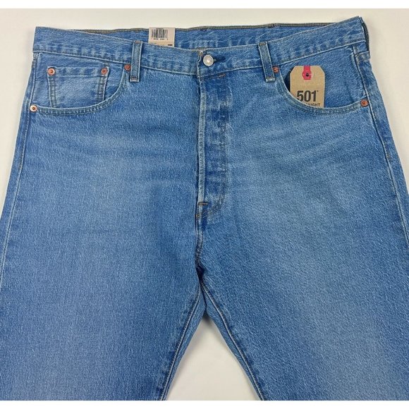 Levis 501 93 Straight Cropped Men 38 Light Blue Jeans Denim Button Fly 290980023 - Picture 4 of 12